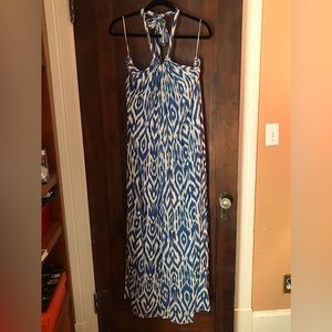South Moon Under long halter dress Size M. NWT  blue and white